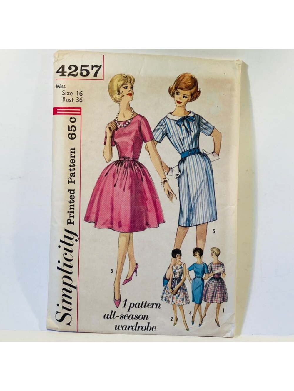 1960s Simplicity 4257 Size 16 Dress Pattern Two Skirts Detachable Collar Uncut
